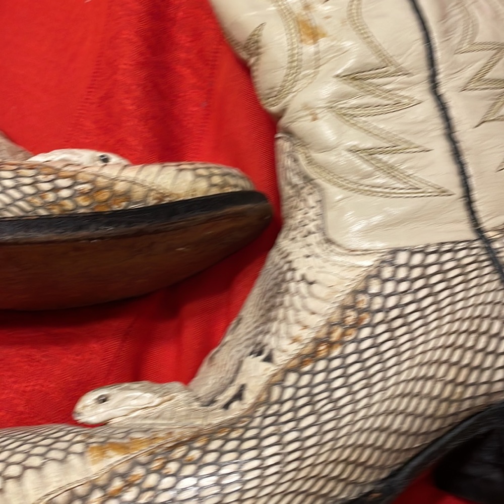Vintage cobra skin men’s boots & belt with cobra head & leather upper (Mlb) - Picture 13 of 16